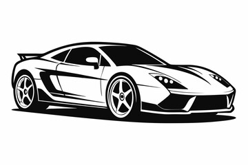 sports car silhouette line art vector illustration with a white background