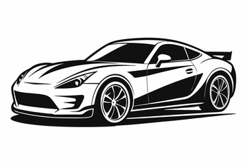 Naklejka premium sports car silhouette line art vector illustration with a white background