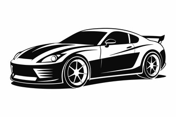 sports car silhouette line art vector illustration with a white background