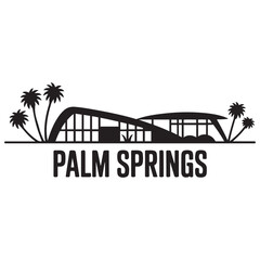 Palm Springs, CA skyline silhouette. Black Palm Springs city design. Vector black silhouette. with white background