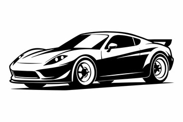 sports car silhouette line art vector illustration with a white background