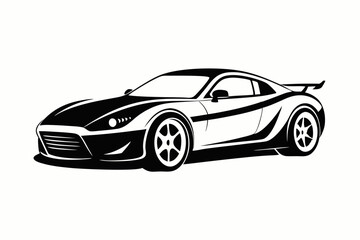 sports car silhouette line art vector illustration with a white background