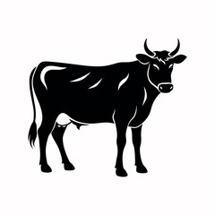 Cow vector silhouette on white background