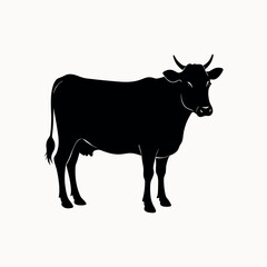 Cow vector silhouette on white background
