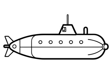 submarine silhouette line art vector illustration with a white background