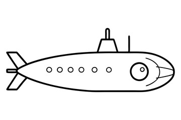 submarine silhouette line art vector illustration with a white background