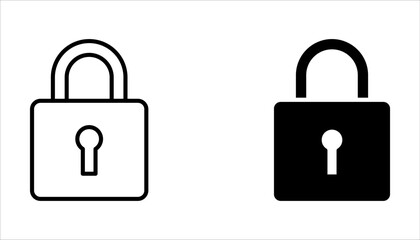 padlock icon set, isolated on white background.