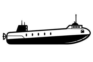 Obraz premium submarine silhouette line art vector illustration with a white background