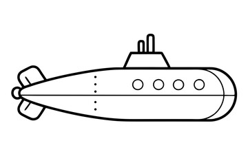 submarine silhouette line art vector illustration with a white background