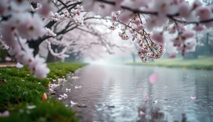 Fototapeta premium blooming cherry blossom trees