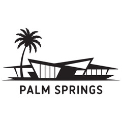 Palm Springs, CA skyline silhouette. Black Palm Springs city design. Vector black silhouette. with white background