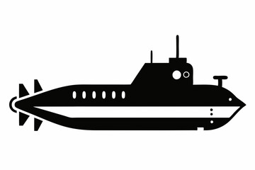 submarine silhouette line art vector illustration with a white background