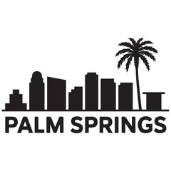 Fototapeta premium Palm Springs, CA skyline silhouette. Black Palm Springs city design. Vector black silhouette. with white background