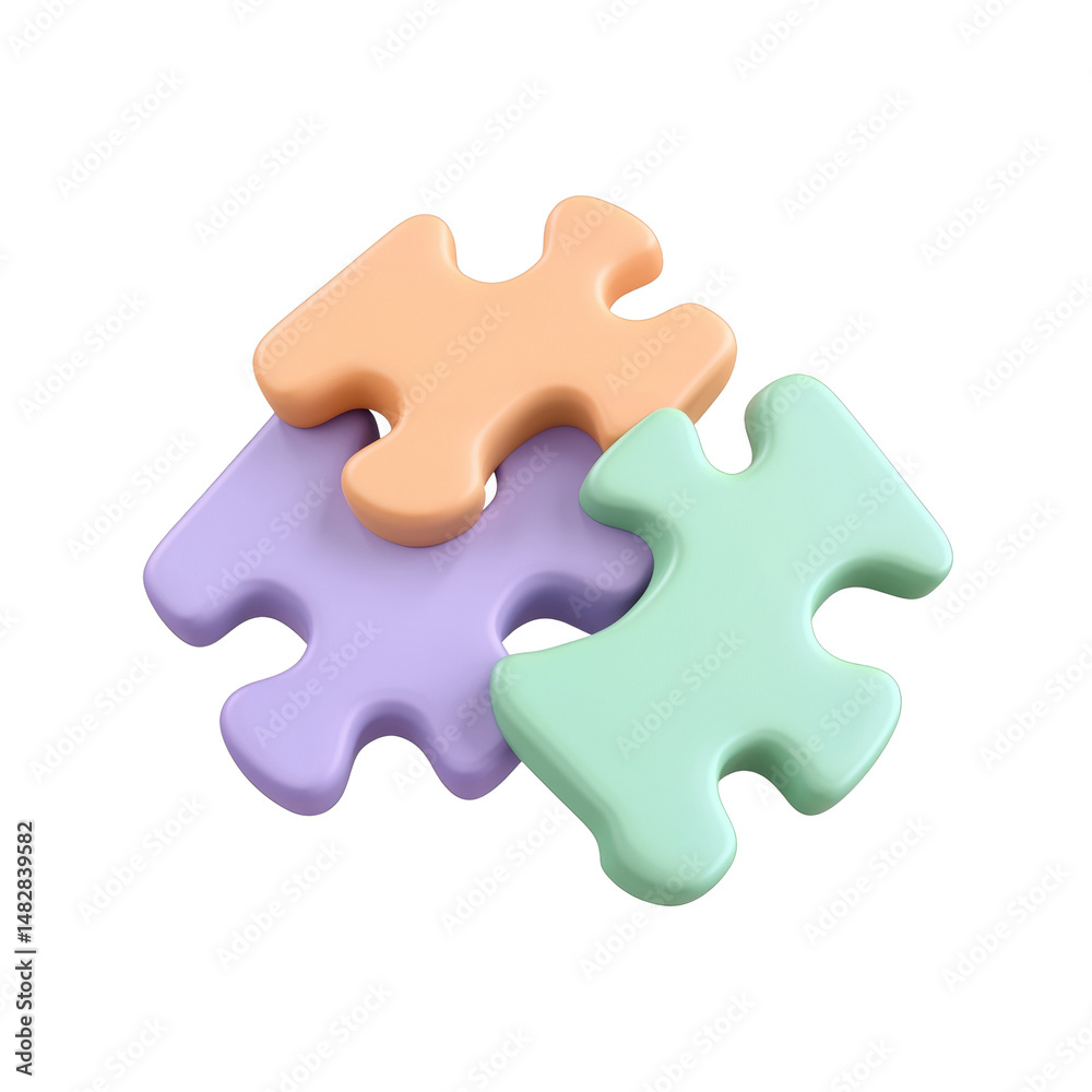 Poster pastel puzzle pieces: interlocking concept for solutions and teamwork design
