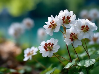 Delicate white flowers blooming in serene nature scene
