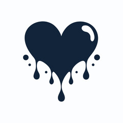 nk drops forming a heart shape in water romantic on white background