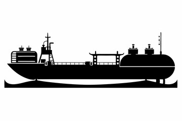 tanker silhouette line art vector illustration with a white background