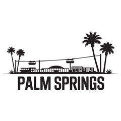 Palm Springs, CA skyline silhouette. Black Palm Springs city design. Vector black silhouette. with white background