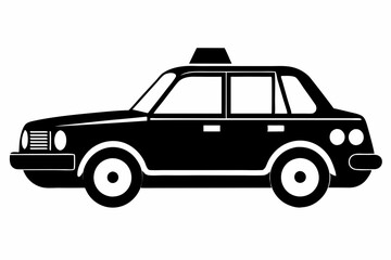 taxi silhouette line art vector illustration with a white background
