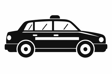 taxi silhouette line art vector illustration with a white background