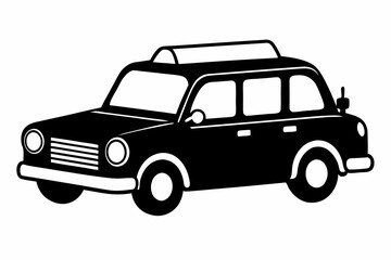 taxi silhouette line art vector illustration with a white background