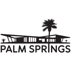 Palm Springs, CA skyline silhouette. Black Palm Springs city design. Vector black silhouette. with white background