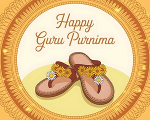 Happy Guru Purnima Festive Sandals with Flowers