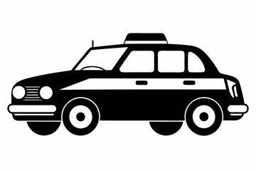taxi silhouette line art vector illustration with a white background