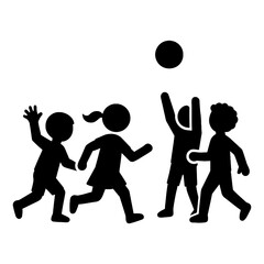 Children Playing Together in Silhouettes.