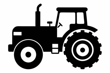 tractor silhouette line art vector illustration with a white background
