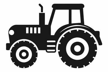 tractor silhouette line art vector illustration with a white background