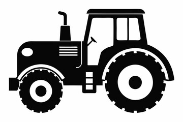 tractor silhouette line art vector illustration with a white background