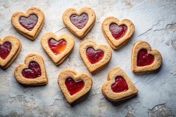 Gluten-Free Heart-Shaped Biscotti with Homemade Jam: Minimalist Food Photography