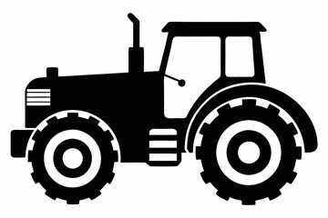 tractor silhouette line art vector illustration with a white background