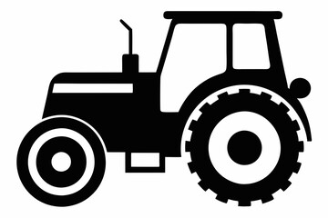 tractor silhouette line art vector illustration with a white background