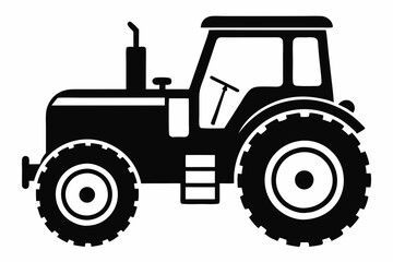tractor silhouette line art vector illustration with a white background