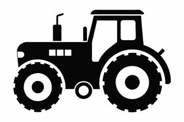 tractor silhouette line art vector illustration with a white background