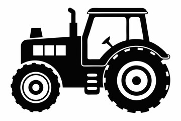 tractor silhouette line art vector illustration with a white background