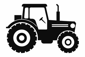 tractor silhouette line art vector illustration with a white background