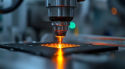 Close-up of precision robotic arm soldering electronic components on circuit board.