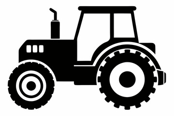tractor silhouette line art vector illustration with a white background
