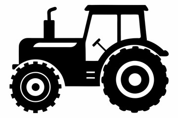 tractor silhouette line art vector illustration with a white background