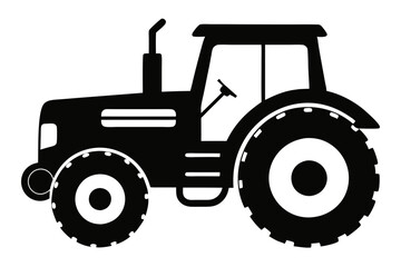 tractor silhouette line art vector illustration with a white background