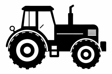 tractor silhouette line art vector illustration with a white background