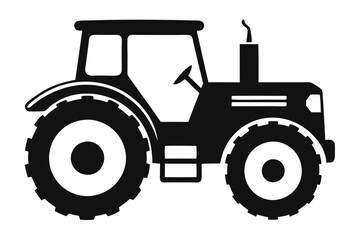 tractor silhouette line art vector illustration with a white background