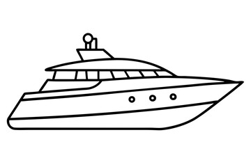 yacht silhouette line art vector illustration with a white background