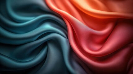 Obraz premium Flowing fabric, gradient of blue, red, and orange hues