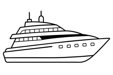 Obraz premium yacht silhouette line art vector illustration with a white background
