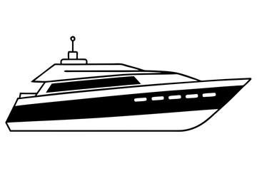 yacht silhouette line art vector illustration with a white background