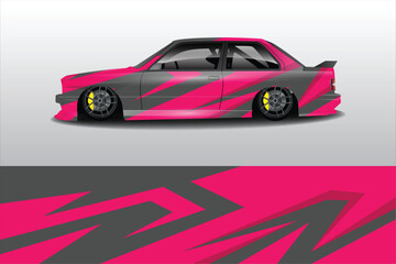 Vibrant pink sports car illustration with dynamic design